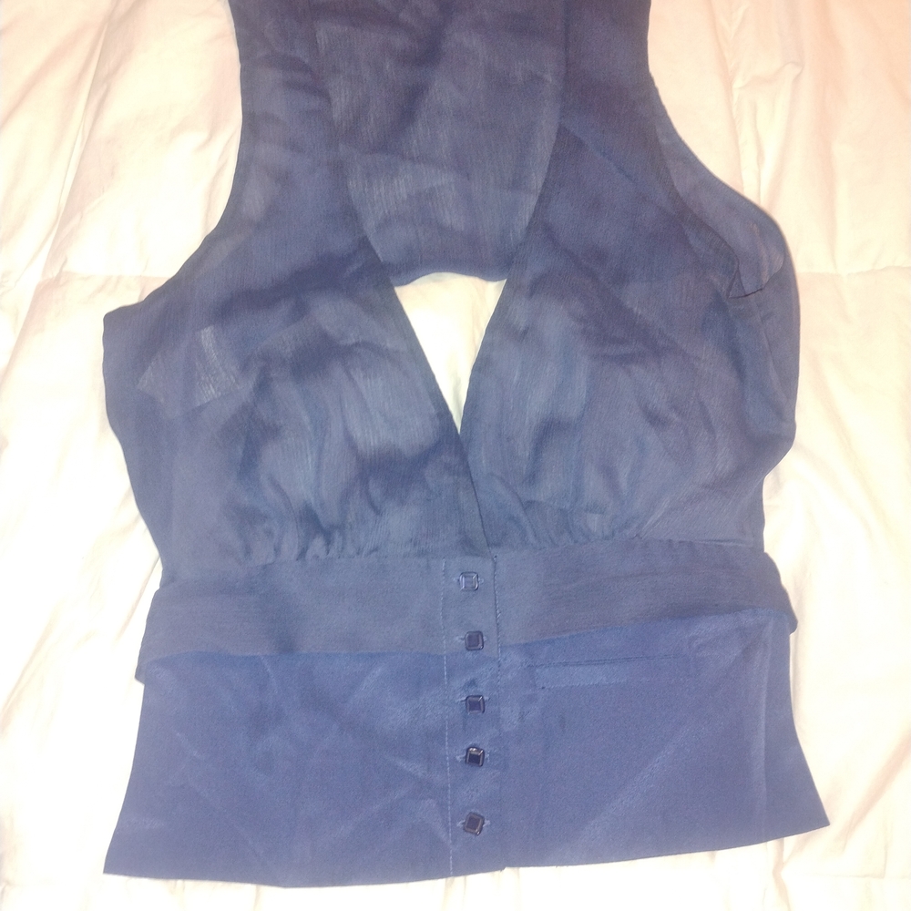 BCBGeneration Sheer Navy Crop Top